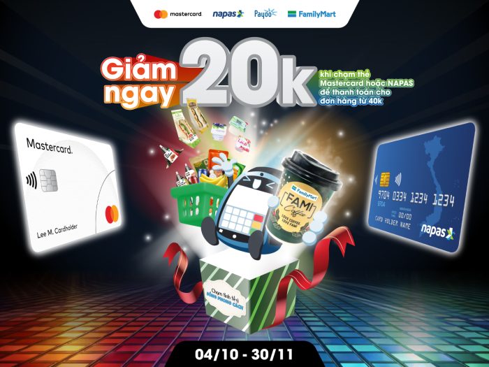 "Chạm tinh tế - Sống phong cách": ưu đãi tới 50% với thẻ NAPAS - MASTERCARD- Ảnh 1. FamilyMart ưu đãi 20.000đ cho đơn từ 40.000đ