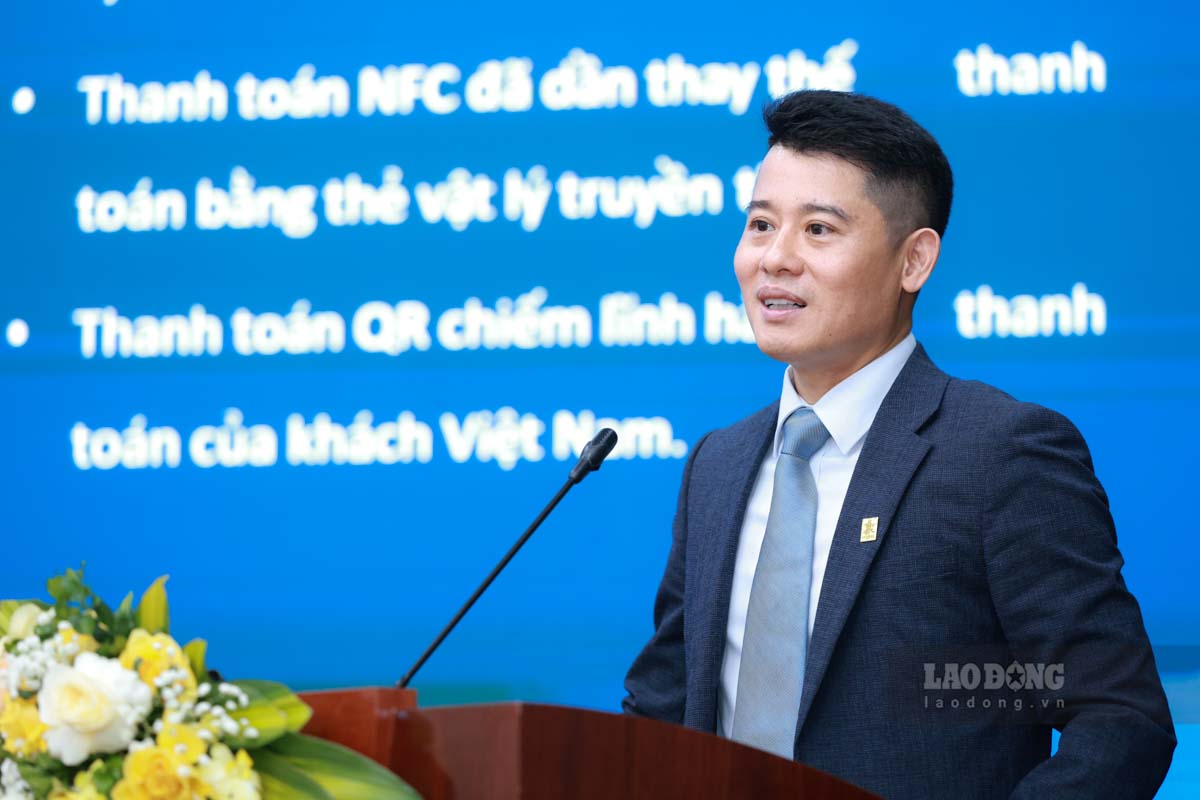 Hội thảo Thanh toán xuyên biên giới và vay trực tuyến - tiện ích số cho kinh doanh, tiêu dùng- Ảnh 3. Ông Nguyễn Hoàng Long – Phó Tổng Giám đốc Công ty CP Thanh toán Quốc gia Việt Nam (Napas). Ảnh: Hải Nguyễn