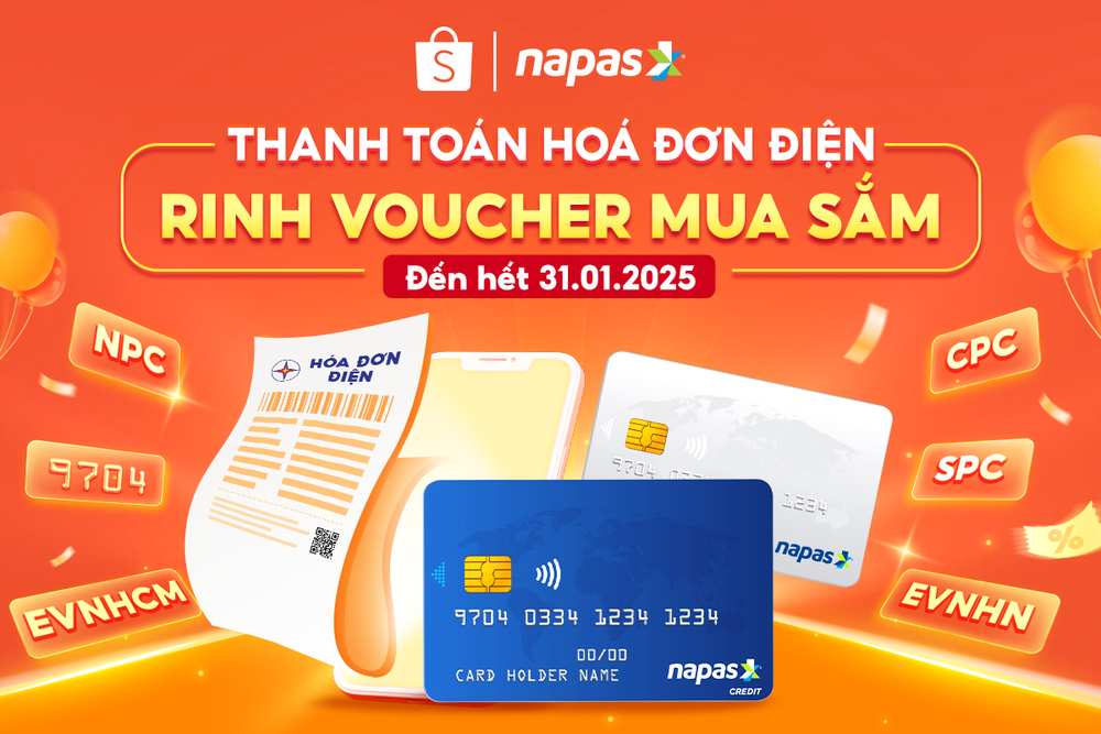 SHOPEE tặng ngay voucher mua sắm khi thanh toán hóa đơn điện cùng thẻ NAPAS- Ảnh 1.