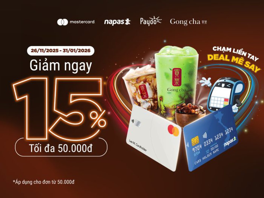 “Chạm liền tay – deal mê say”: đến Gongcha chạm thẻ NAPAS hoặc Mastercard nhận ngay ưu đãi 50.000 đồng- Ảnh 1.