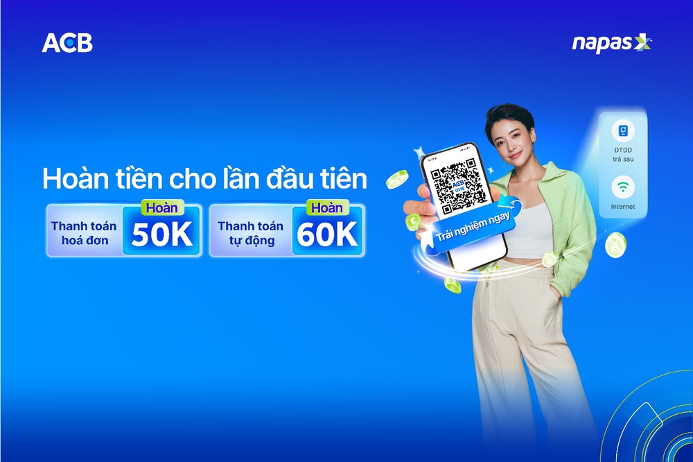Cùng NAPAS thanh toán hóa đơn trên ACB ONE – nhận ngay hoàn tiền hấp dẫn- Ảnh 1. Cùng NAPAS thanh toán hóa đơn trên ACB ONE – nhận ngay hoàn tiền hấp dẫn- Ảnh 1.