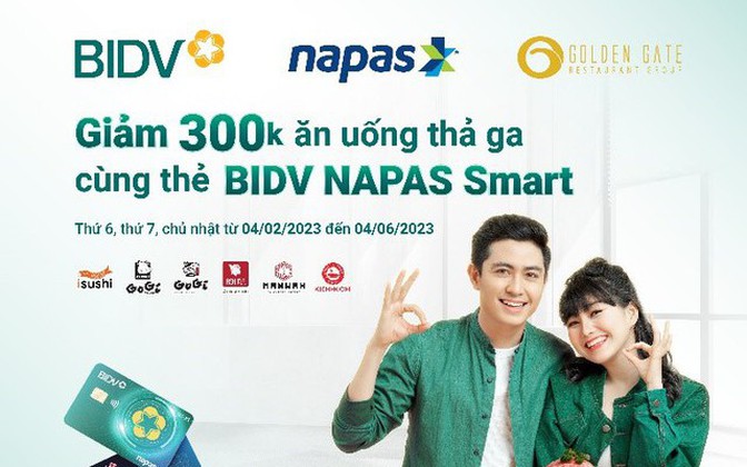 HOT DEAL - 300,000 VND discount at Golden Gate restaurants with BIDV NAPAS debit card