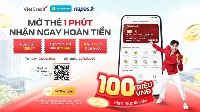 MỞ THẺ TINCARD, NHẬN NGAY 100.000 ĐỒNG CÙNG NAPAS VÀ VIETCREDIT