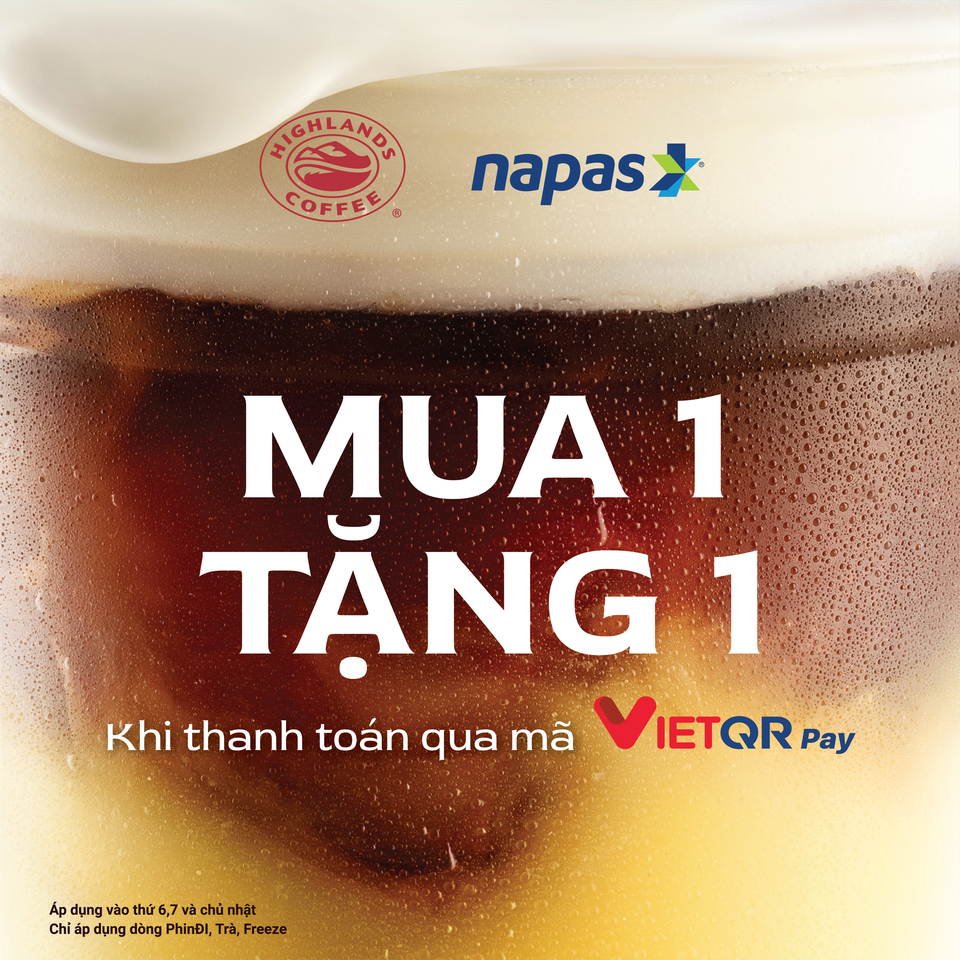 Mua 1 tặng 1 tại Highlands khi thanh toán bằng VIETQRPay- Ảnh 1. Mua 1 tặng 1 tại Highlands khi thanh toán bằng VIETQRPay- Ảnh 1.