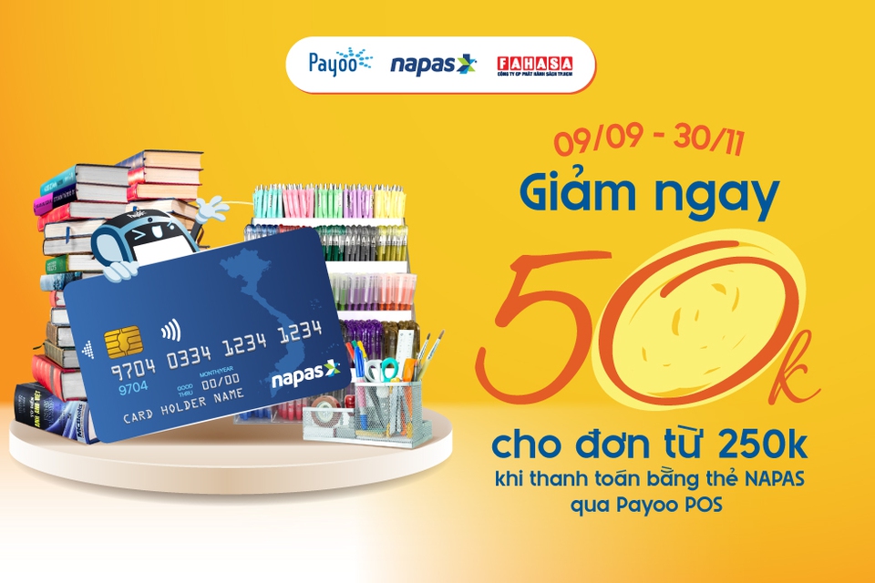Giảm ngay 50.000 đồng khi thanh toán tại FAHASA với thẻ NAPAS- Ảnh 1. Giảm ngay 50.000 đồng khi thanh toán tại FAHASA với thẻ NAPAS- Ảnh 1.